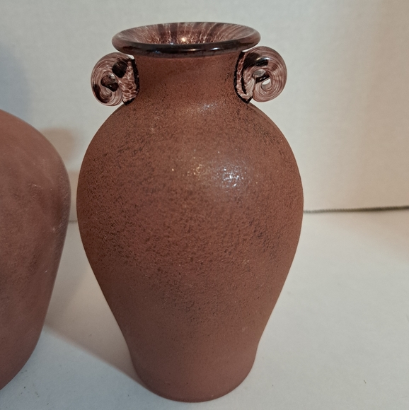 Two Purple rustic glass vase, hand blown. - Picture 4 of 6